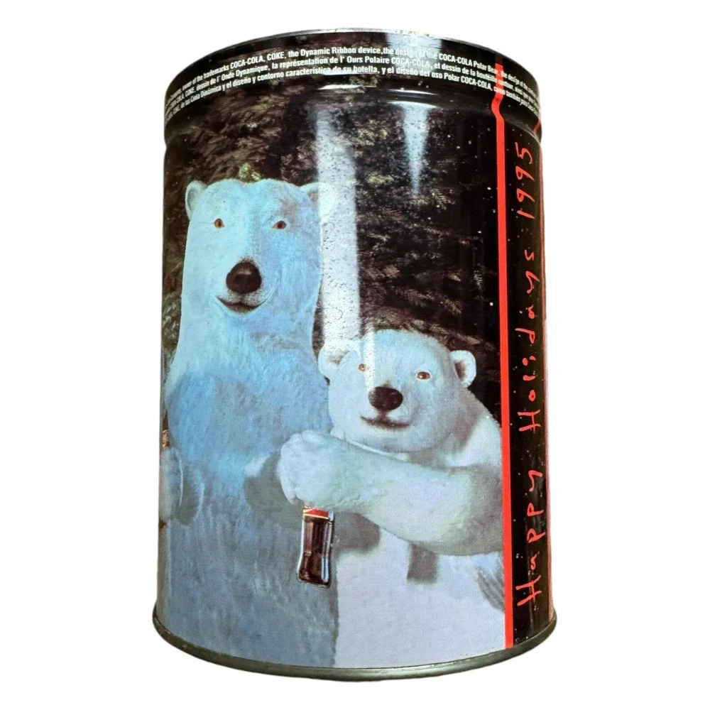 Coca-Cola Tin Can Unisex OS Multicolor Good 1995 Happy Holidays Polar Bear Cubs